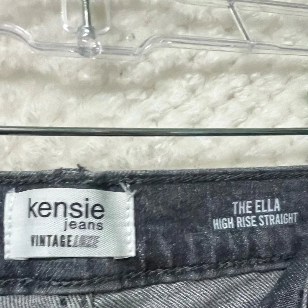 Kensie Womens The Ella High Rise Straight Jeans Size 6 Charcoal Cotton